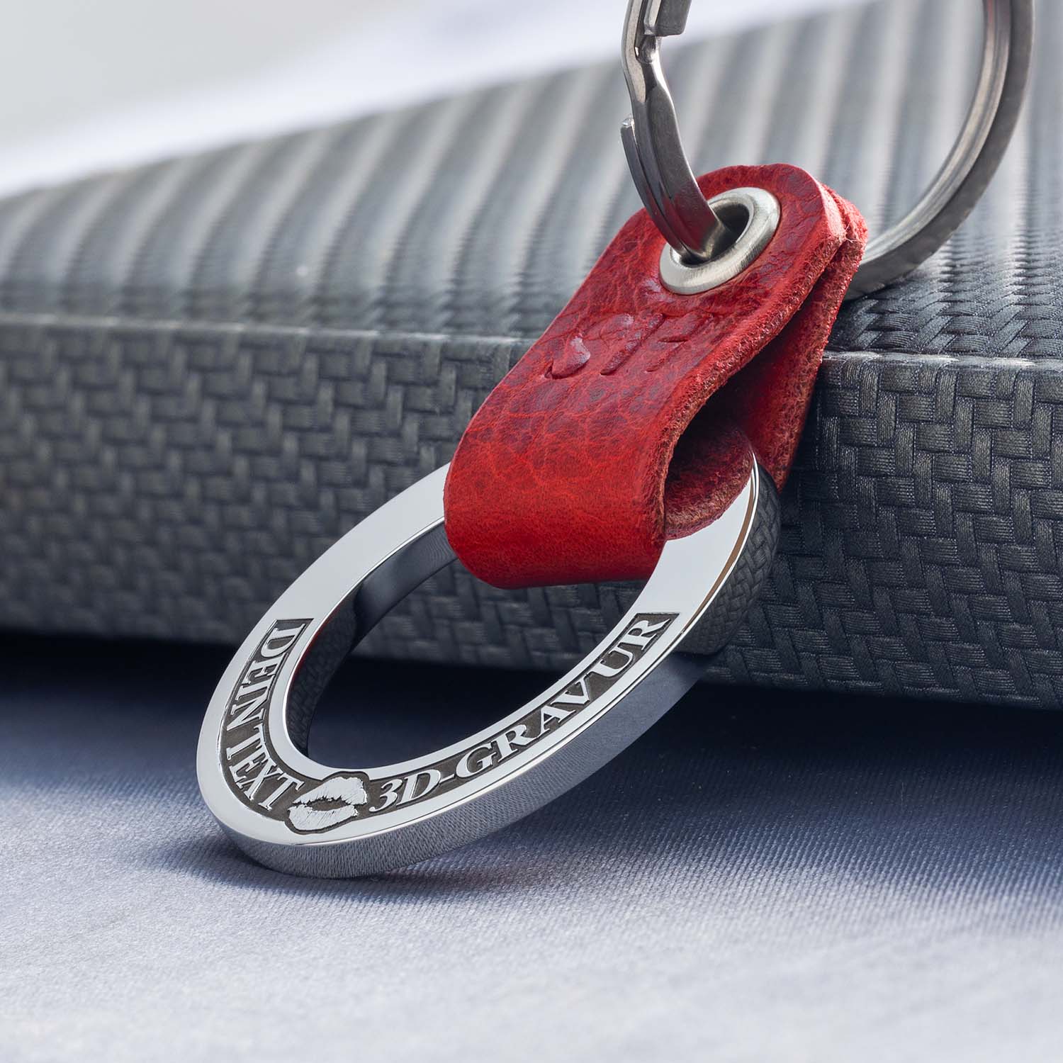 Personalised Keyring: Exquisite Leather and Monogram Elegance - Custom-Coins.Gift