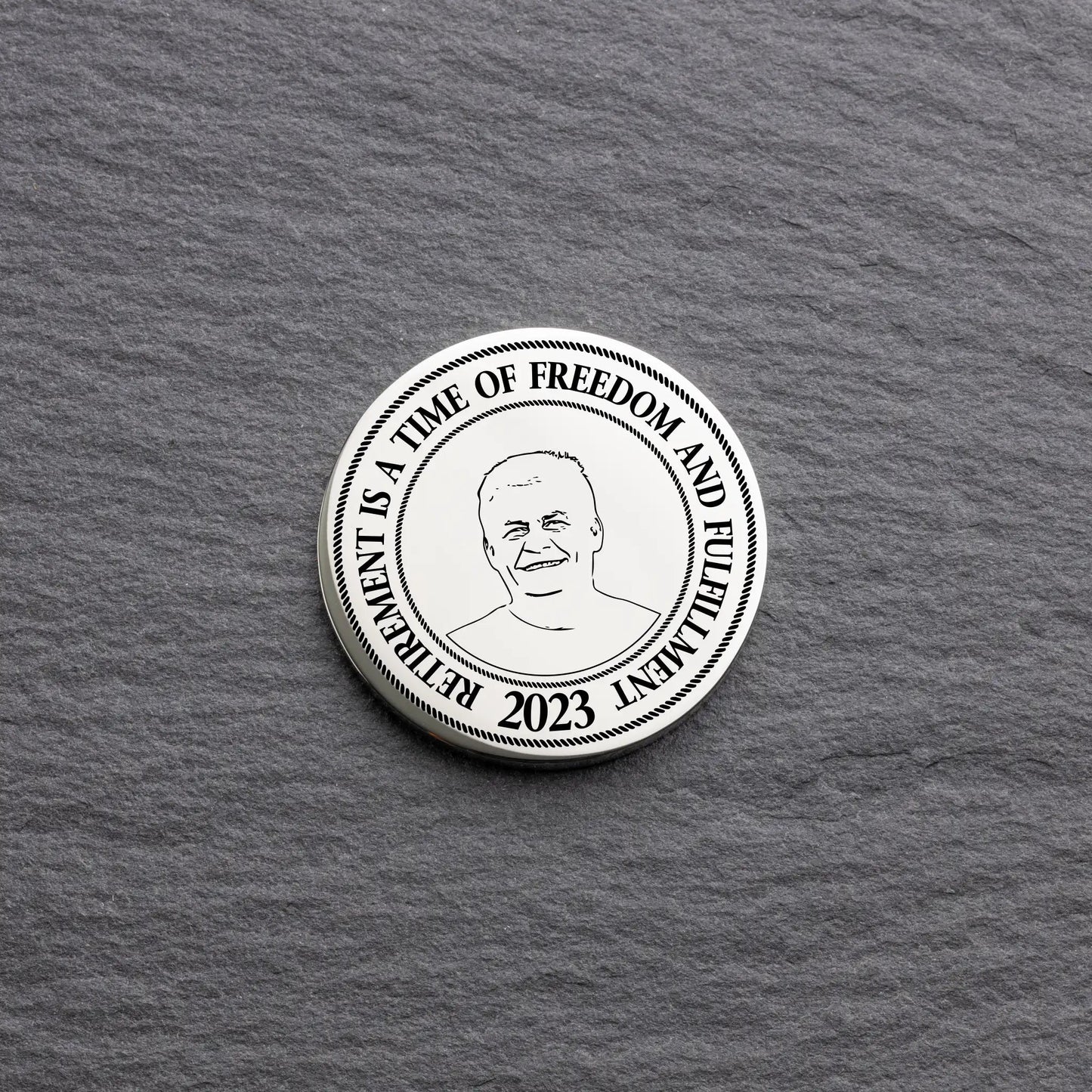 Retirement Gift for a Man – Personalised Commemorative Coin - Custom-Coins.Gift